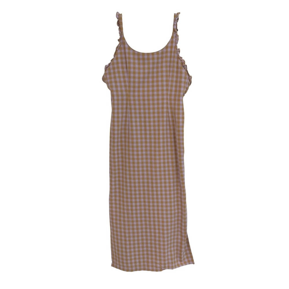 Milk It Bandit Mustard Lilac Gingham Ruffle Cutout Back Midi  Free People 10